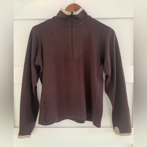 Icebreaker Sport 320 Women’s Size L Brown Merino Wool Quarter Zip